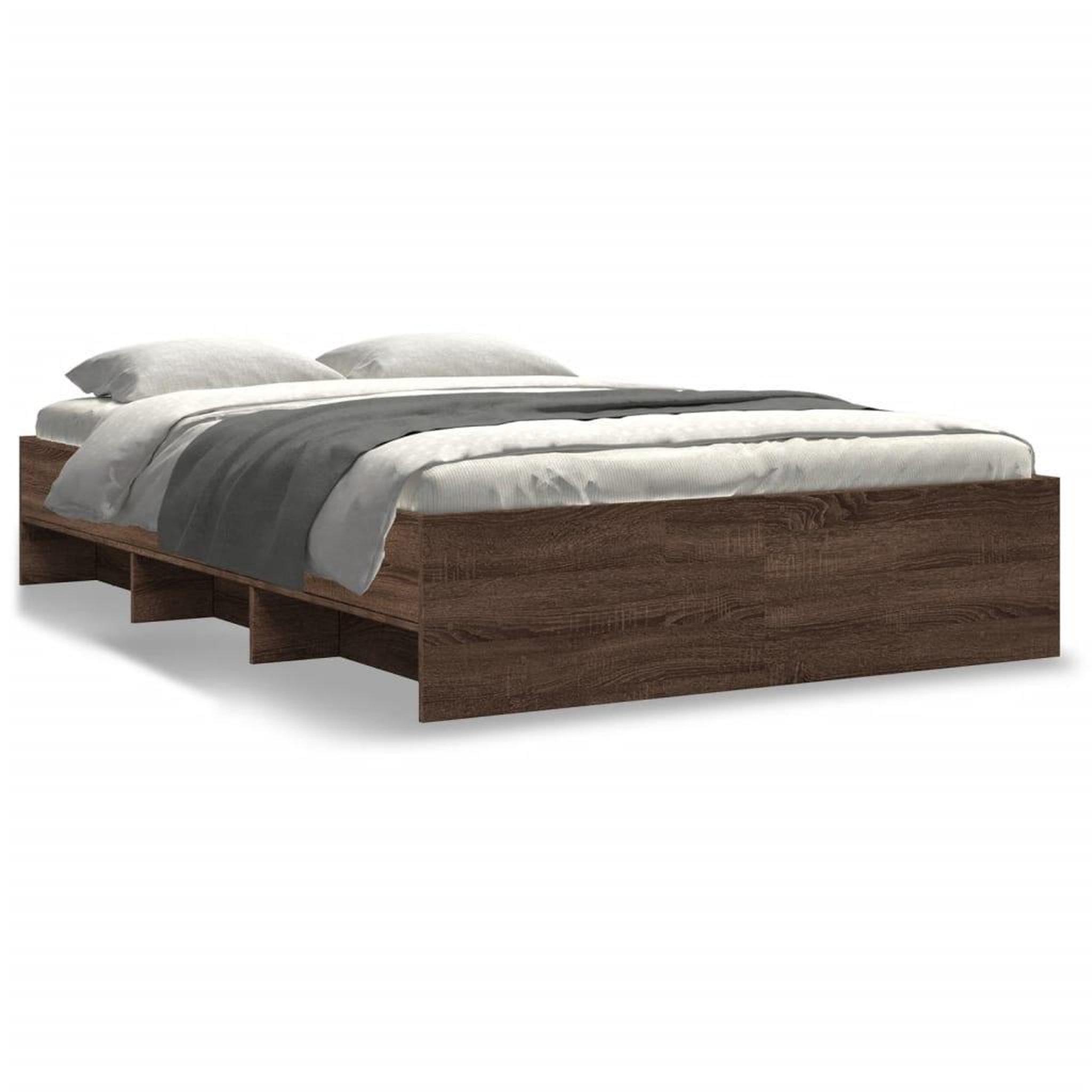 Voir la diapositive 2 : VIDAXL Cadre de lit sans matelas chene marron 140x190 cm