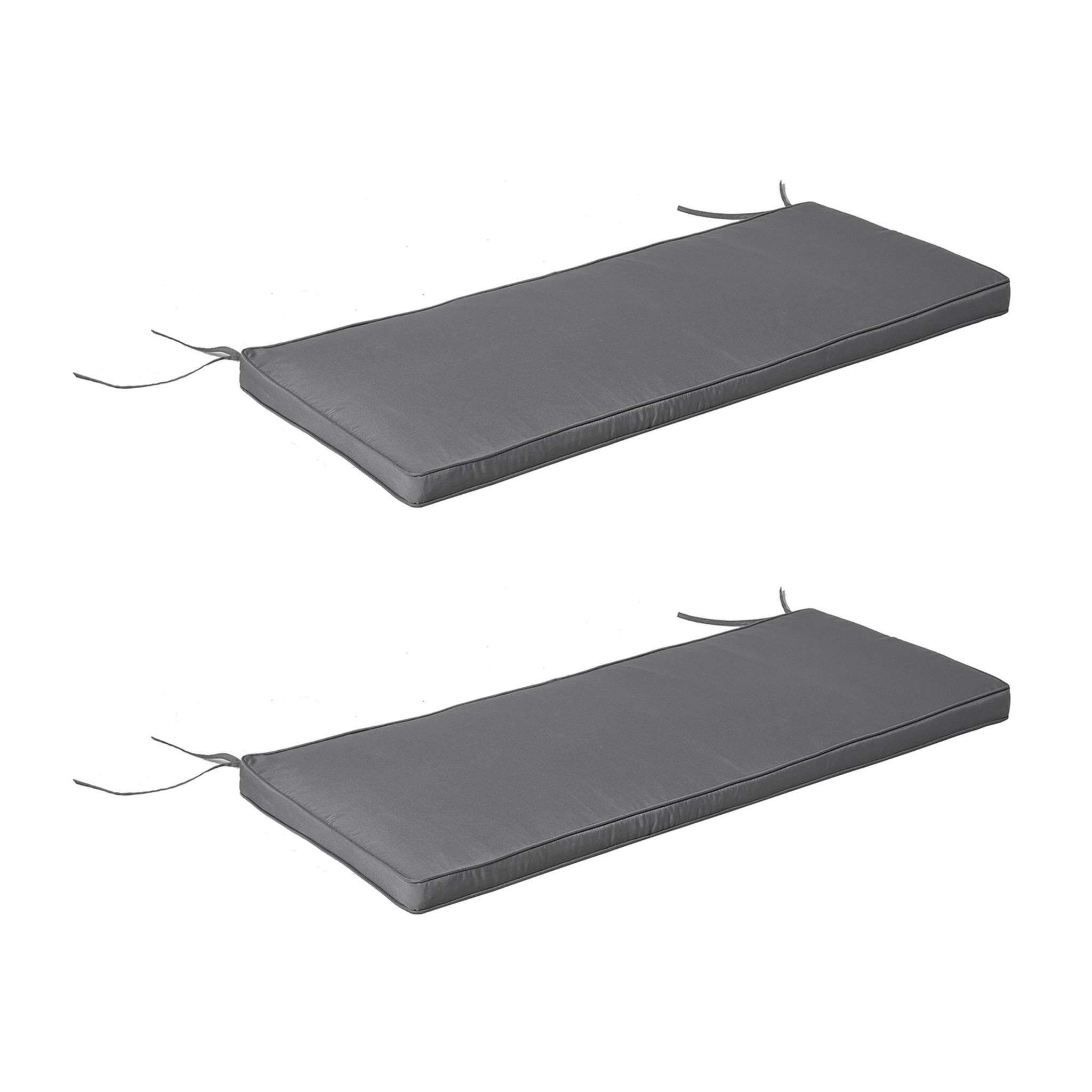 Voir la diapositive 1 : OUTSUNNY Coussins de banc de jardin déhoussables - coussins balancelle - lot de 2 - dim. 120L x 50l cm - rembourrage 5 cm - cordons d'attache - polyester gris