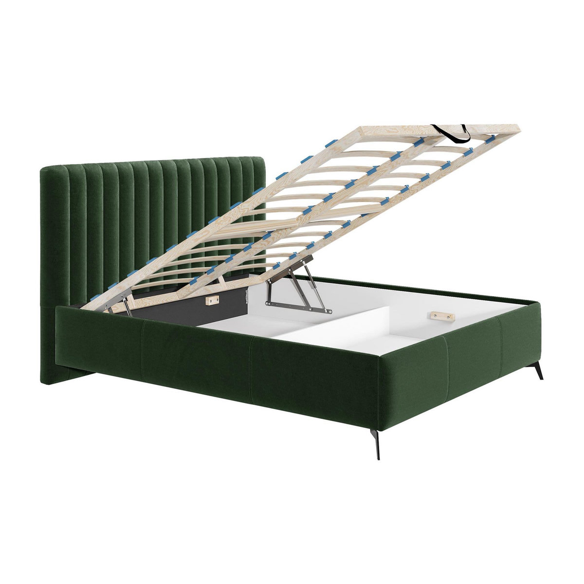 BEST MOBILIER Mendoza - lit coffre - 160x200 - sommier inclus - en velours