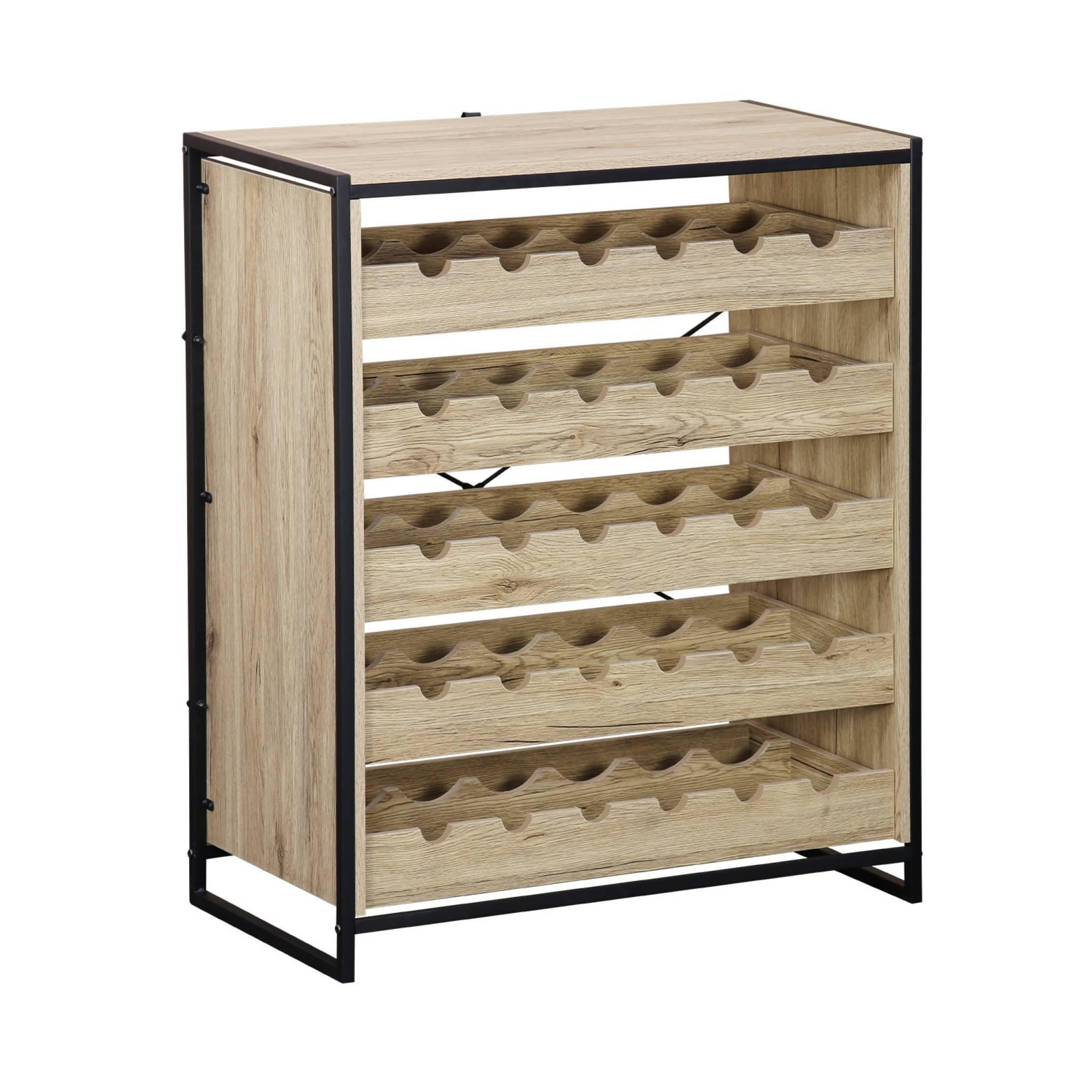 Voir la diapositive 1 : SWEEEK Etagères range bouteilles. Loft. 5 tiroirs. 5 étagères L 75 CM x l 40 CM x H 90 CM