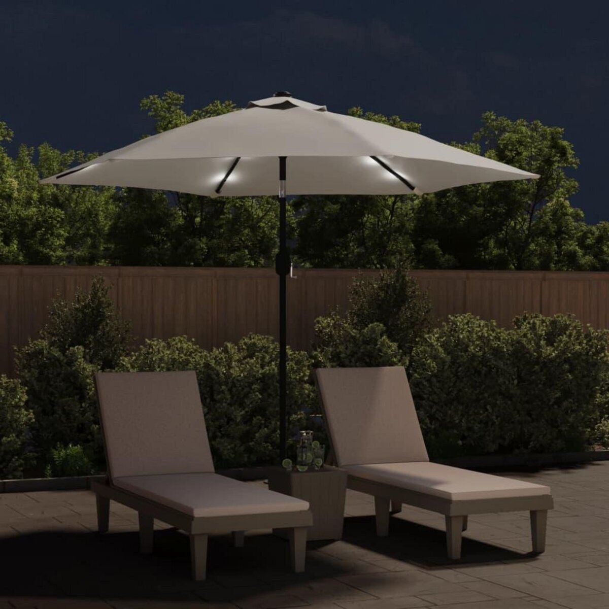 VIDAXL Parasol de jardin en porte-a-faux avec LED 3 m blanc sable