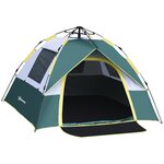 OUTSUNNY Tente de camping pop up 3 personnes porte 3 fenêtres sac de transport inclus fibre verre polyester PE jaune gris vert