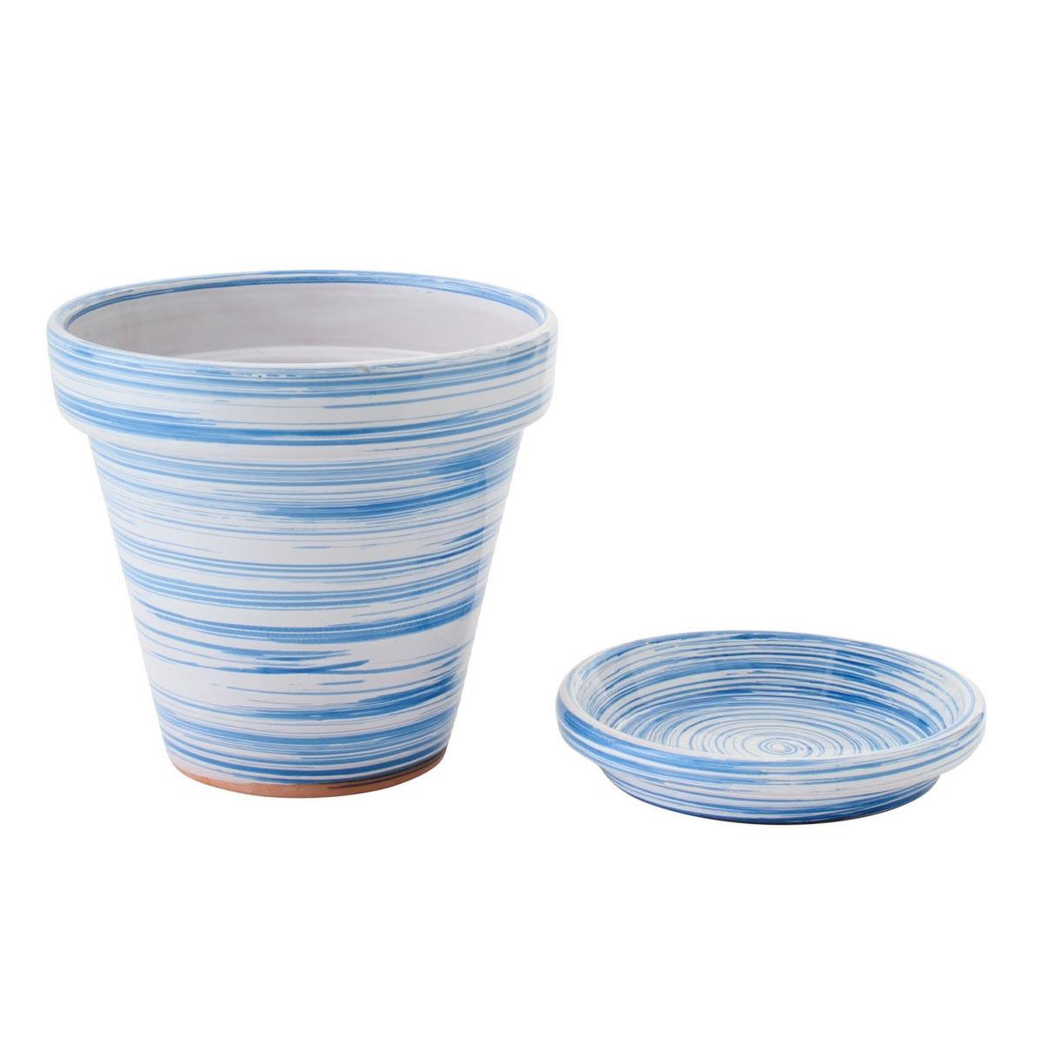 Voir la diapositive 2 : J-LINE Cache-pot avec soucoupe  julio  27cm bleu