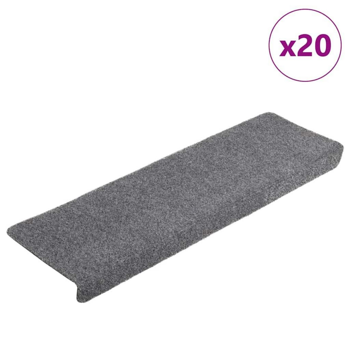 VIDAXL Tapis d'escalier autocollant 20 pcs gris clair 65x21x4 cm