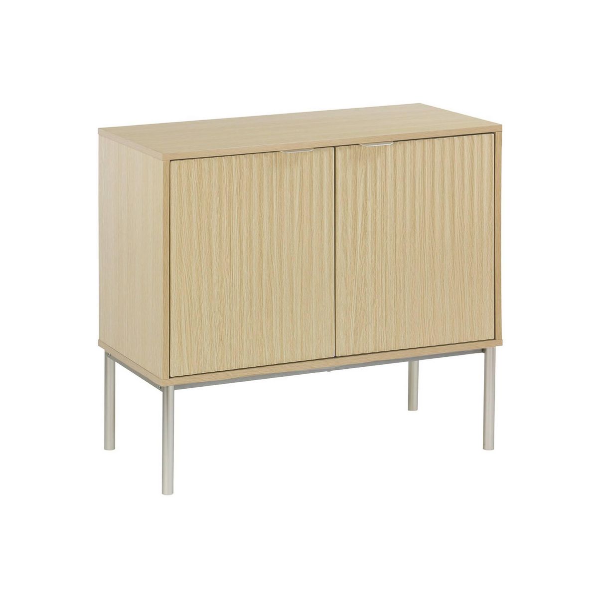 SWEEEK Buffet effet bois rainuré et métal champagne. 2 portes 80cm. buffet bas
