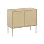 Voir la diapositive 1 : SWEEEK Buffet effet bois rainuré et métal champagne. 2 portes 80cm. buffet bas