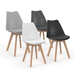 ID MARKET Lot de 4 chaises scandinaves SARA mix color gris foncé, gris clair, blanc et noir