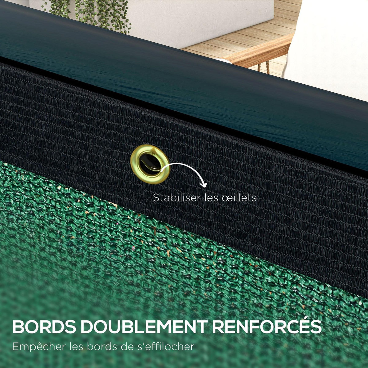 OUTSUNNY Brise-vue toile 160 g/m² renforcée avec attaches et œillets dim. 15,25L x 1,75H m