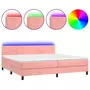 VIDAXL Sommier a lattes de lit avec matelas et LED Rose 200x200 cm