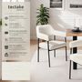 Voir la diapositive 2 : tectake Fauteuil rembourré Tissu blanc cassé/noir Lot de 4