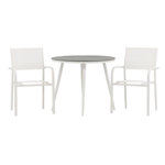 Paris Prix Ensemble Table de Jardin & 2 Chaises  Break & Santorini  90cm Gris & Blanc
