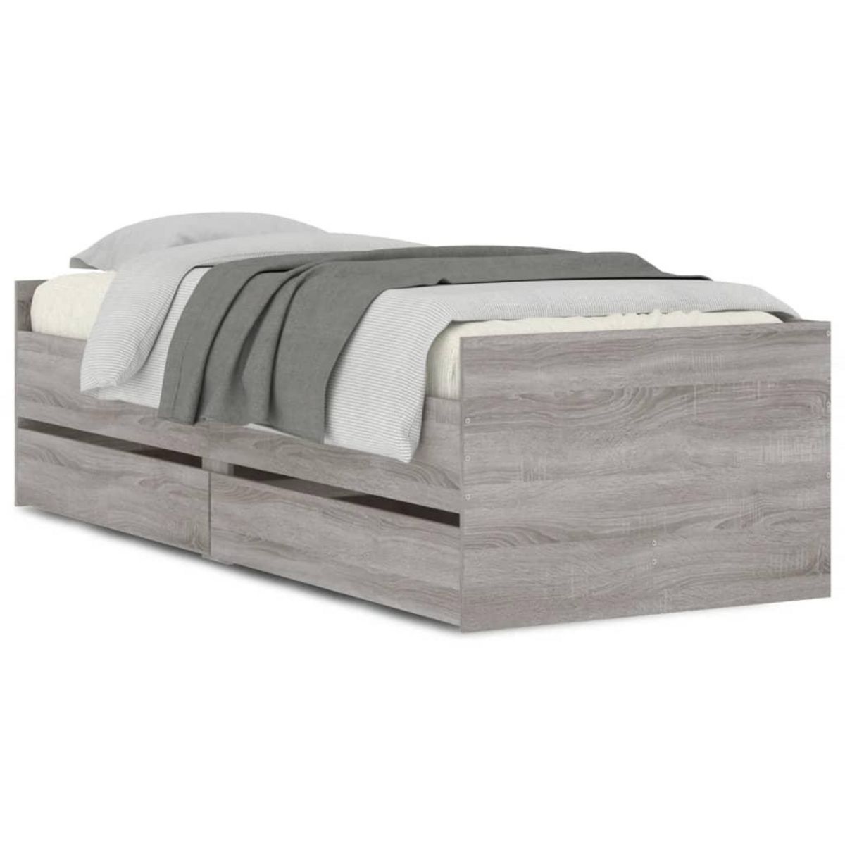 VIDAXL Cadre de lit avec tiroirs sans matelas sonoma gris 90x190 cm