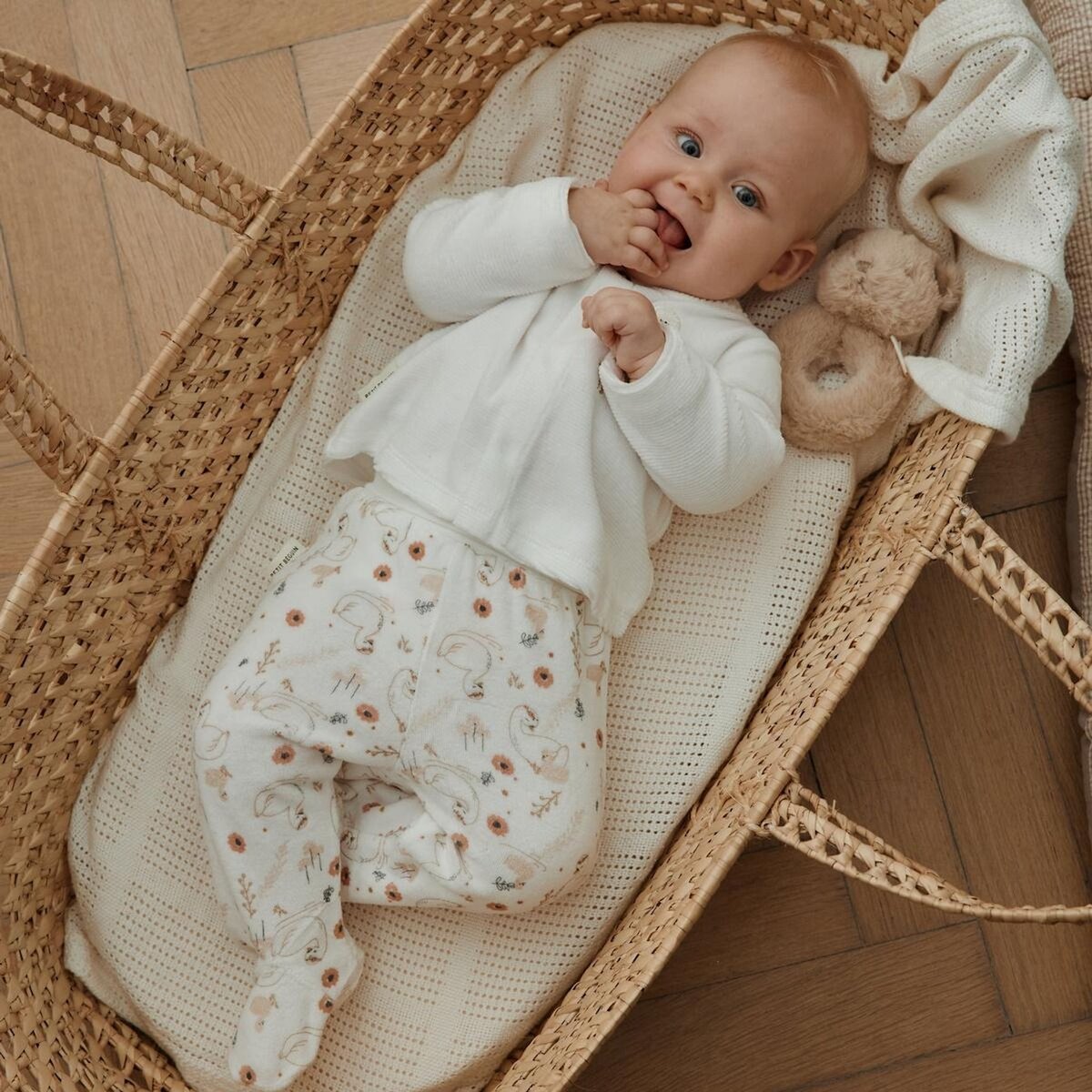 Petit Béguin Ensemble gilet et pantalon bébé en velours Perle