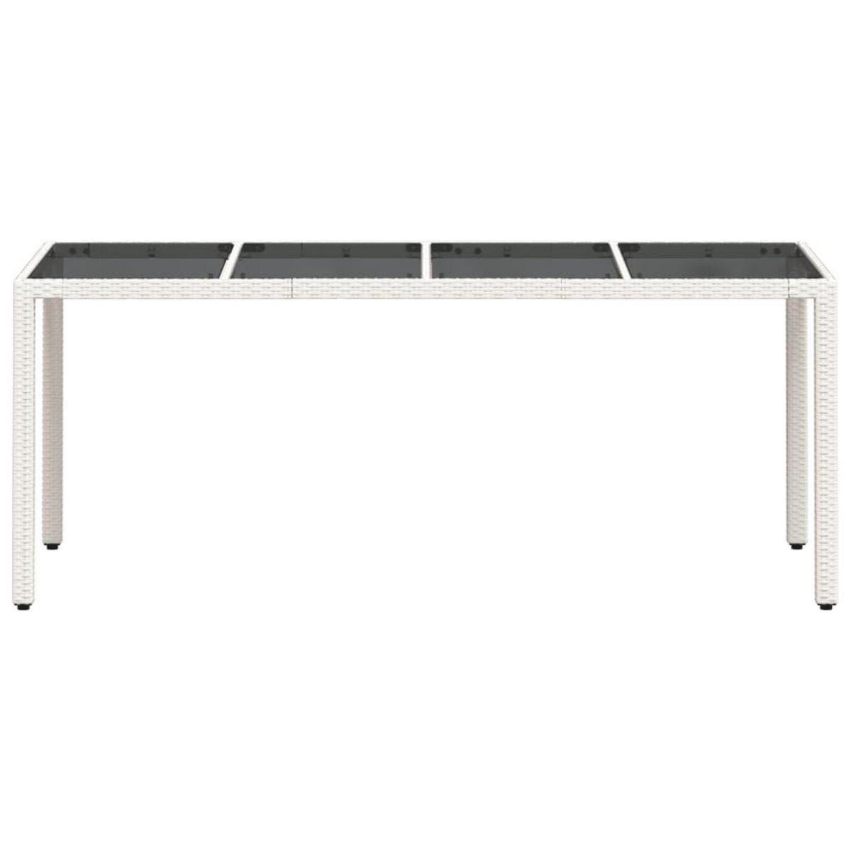 VIDAXL Table de jardin avec dessus en verre blanc resine tressee