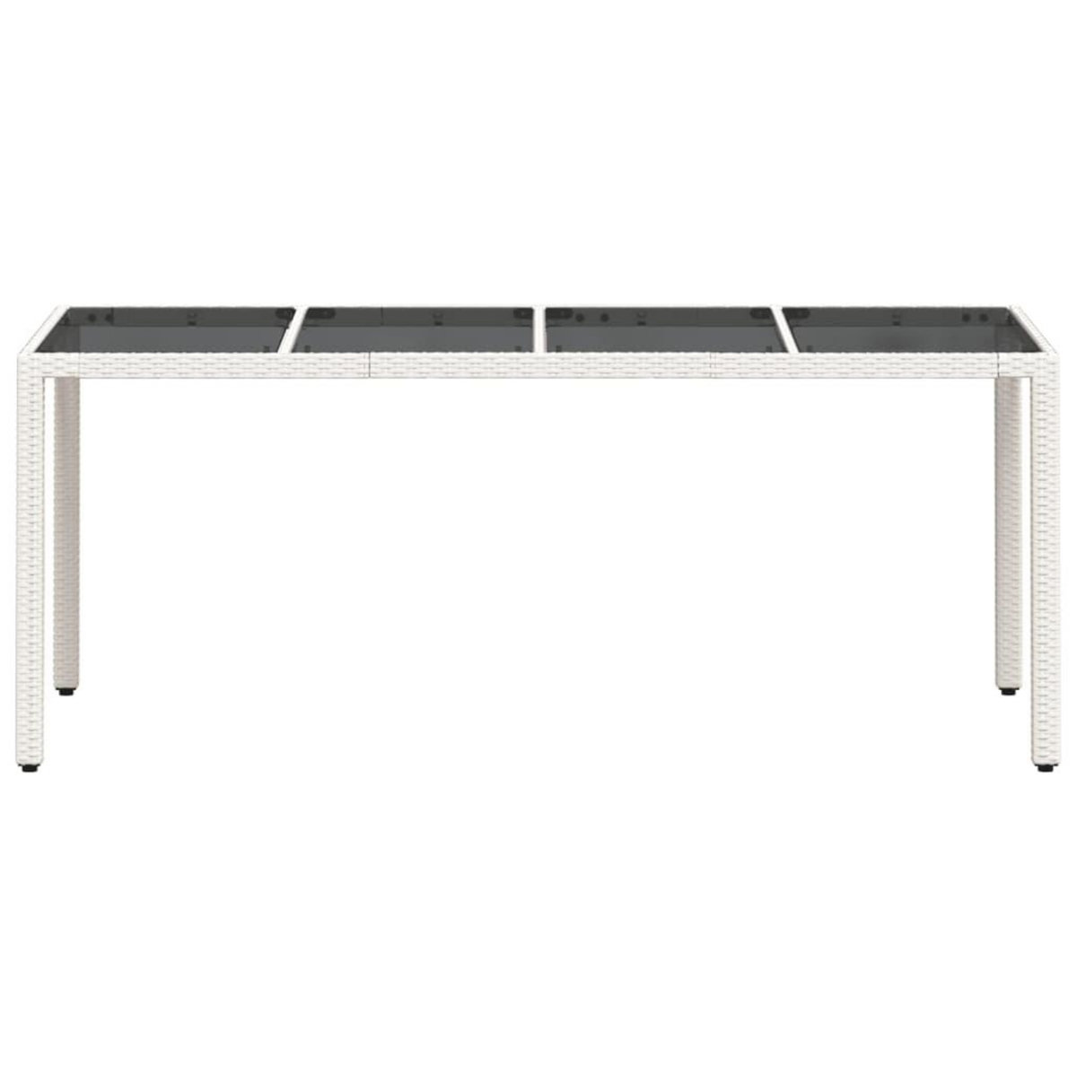 VIDAXL Table de jardin avec dessus en verre blanc resine tressee