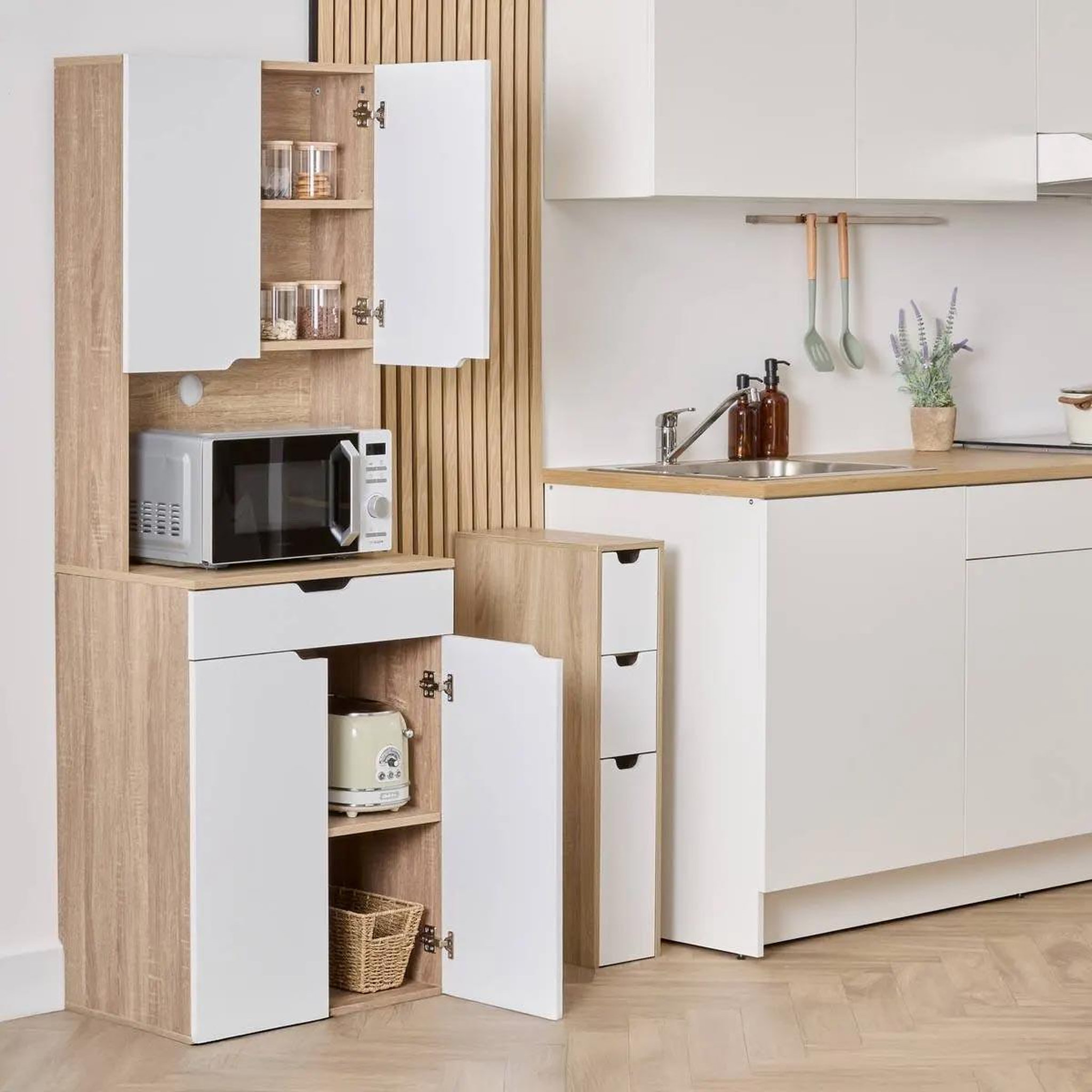Voir la diapositive 3 : FIVE Buffet de cuisine haut  eat up  170cm blanc