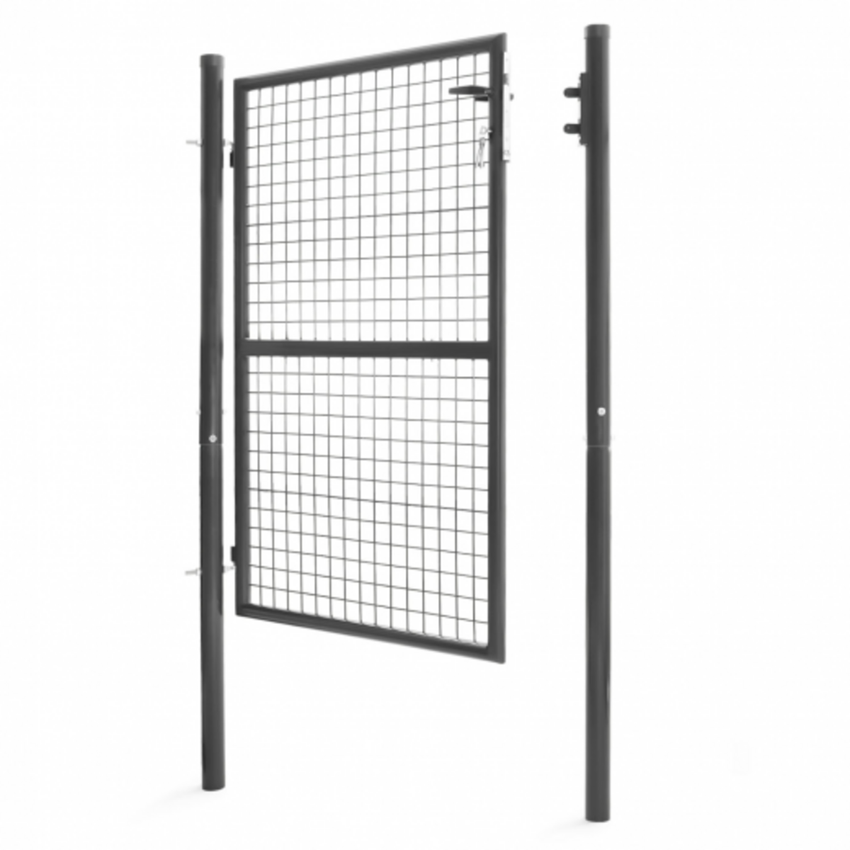 ID MARKET Portillon de jardin 105 x 125 cm en acier gris anthracite avec serrure et poignée