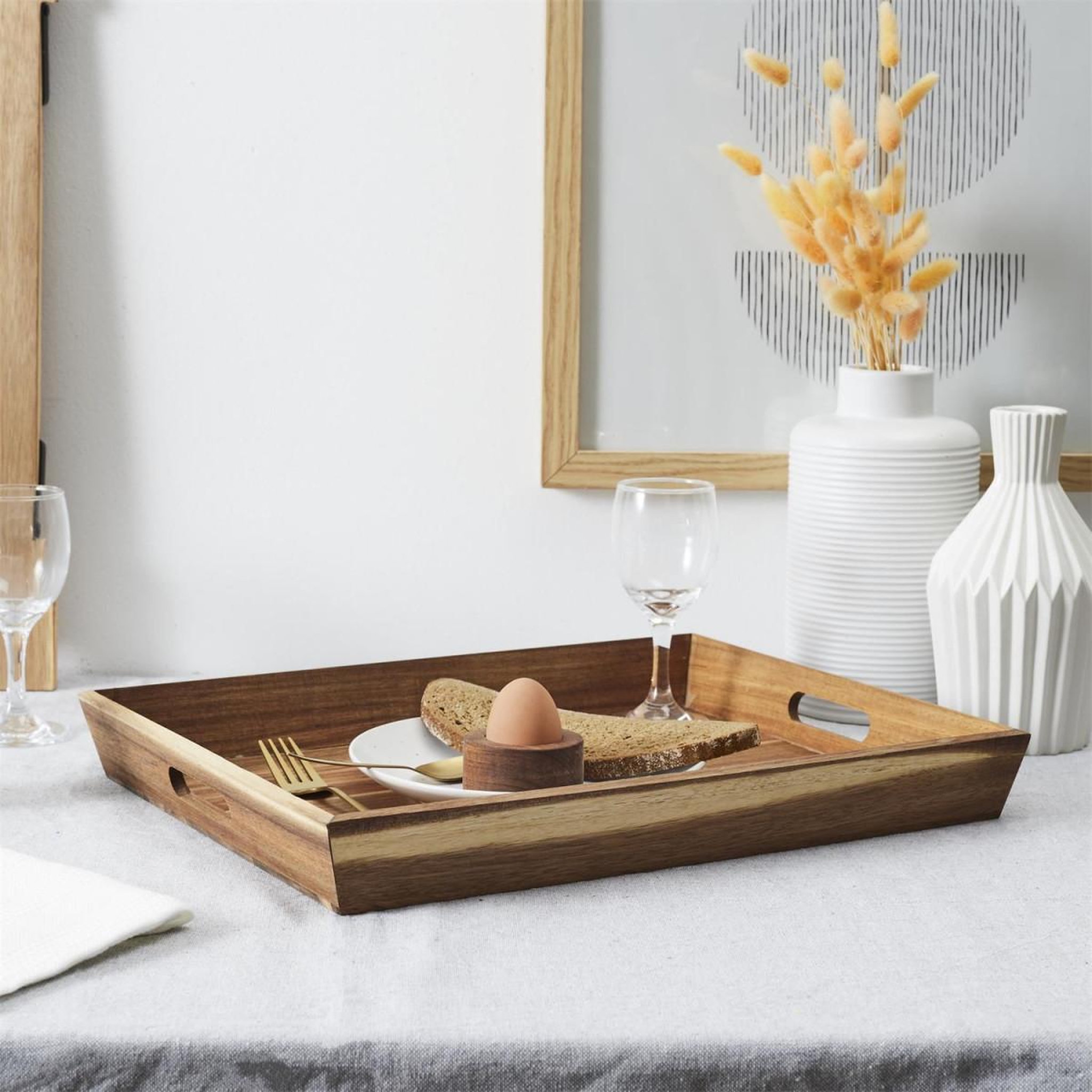 Voir la diapositive 4 : The Home Deco Factory Plateau de service en bois  acacia  42cm marron