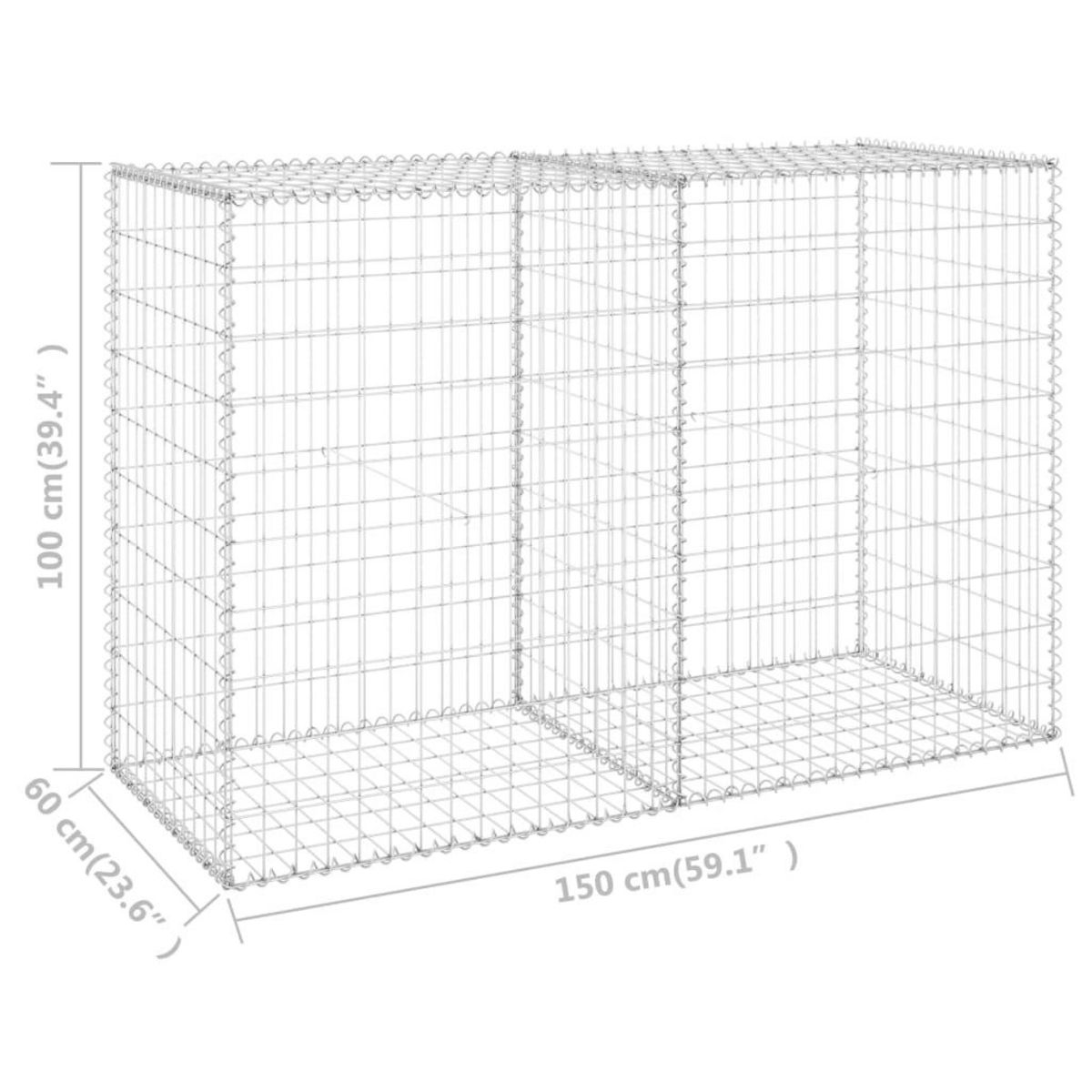 VIDAXL Mur en gabion avec couvercles Acier galvanise 150x60x100 cm