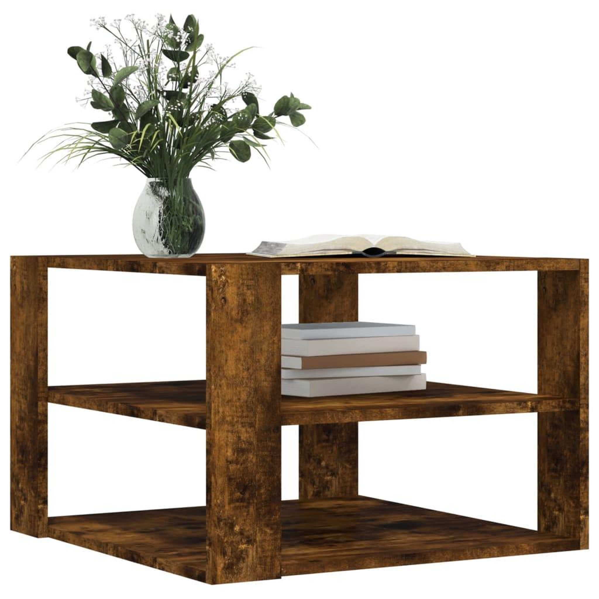 Voir la diapositive 3 : VIDAXL Table basse chene fume 59,5x59,5x40 cm bois d'ingenierie