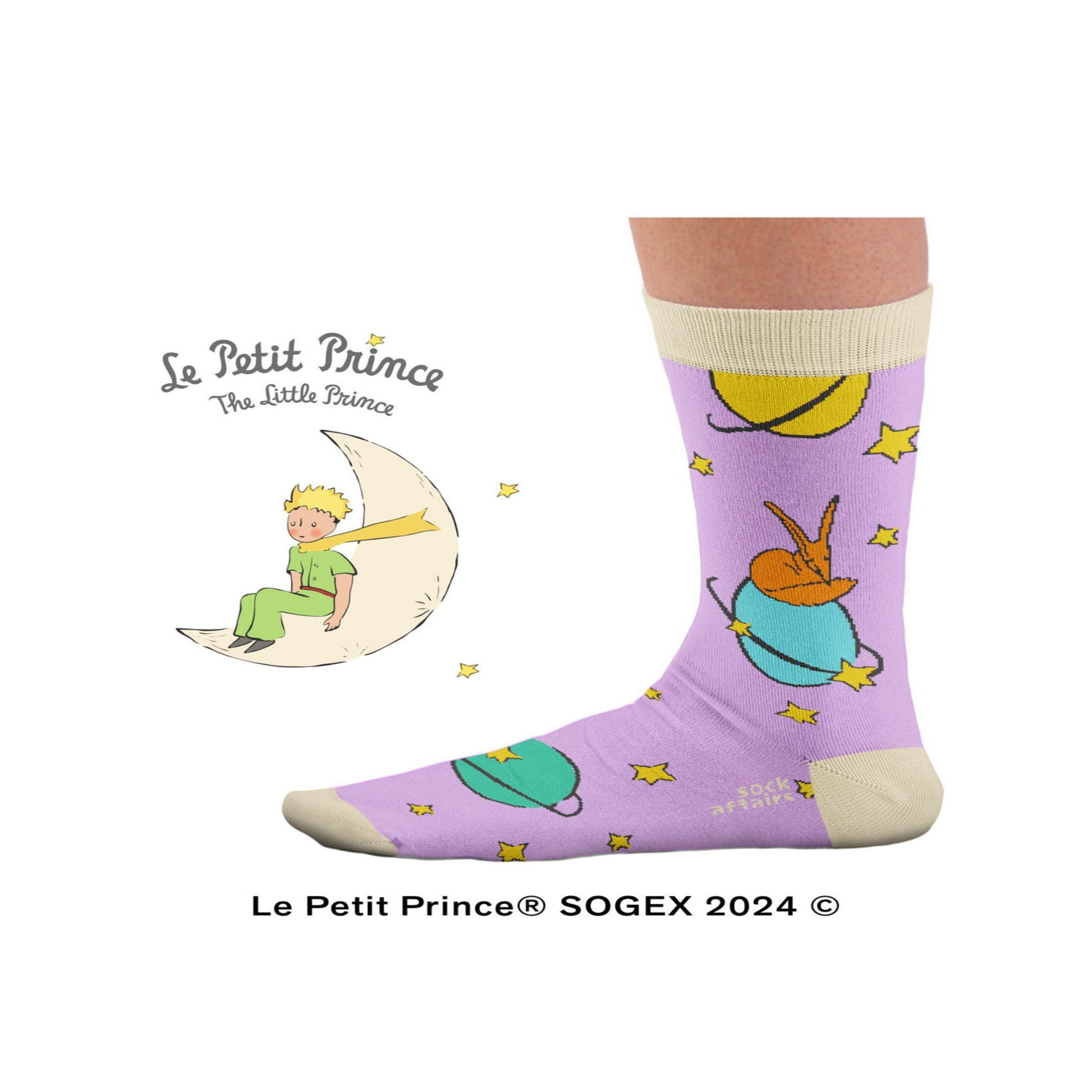 Voir la diapositive 3 : SOCK AFFAIRS Chaussettes planètes violettes, le petit prince