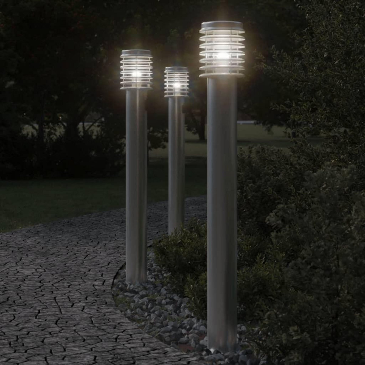 VIDAXL Lampadaire d'exterieur argente 110 cm acier inoxydable