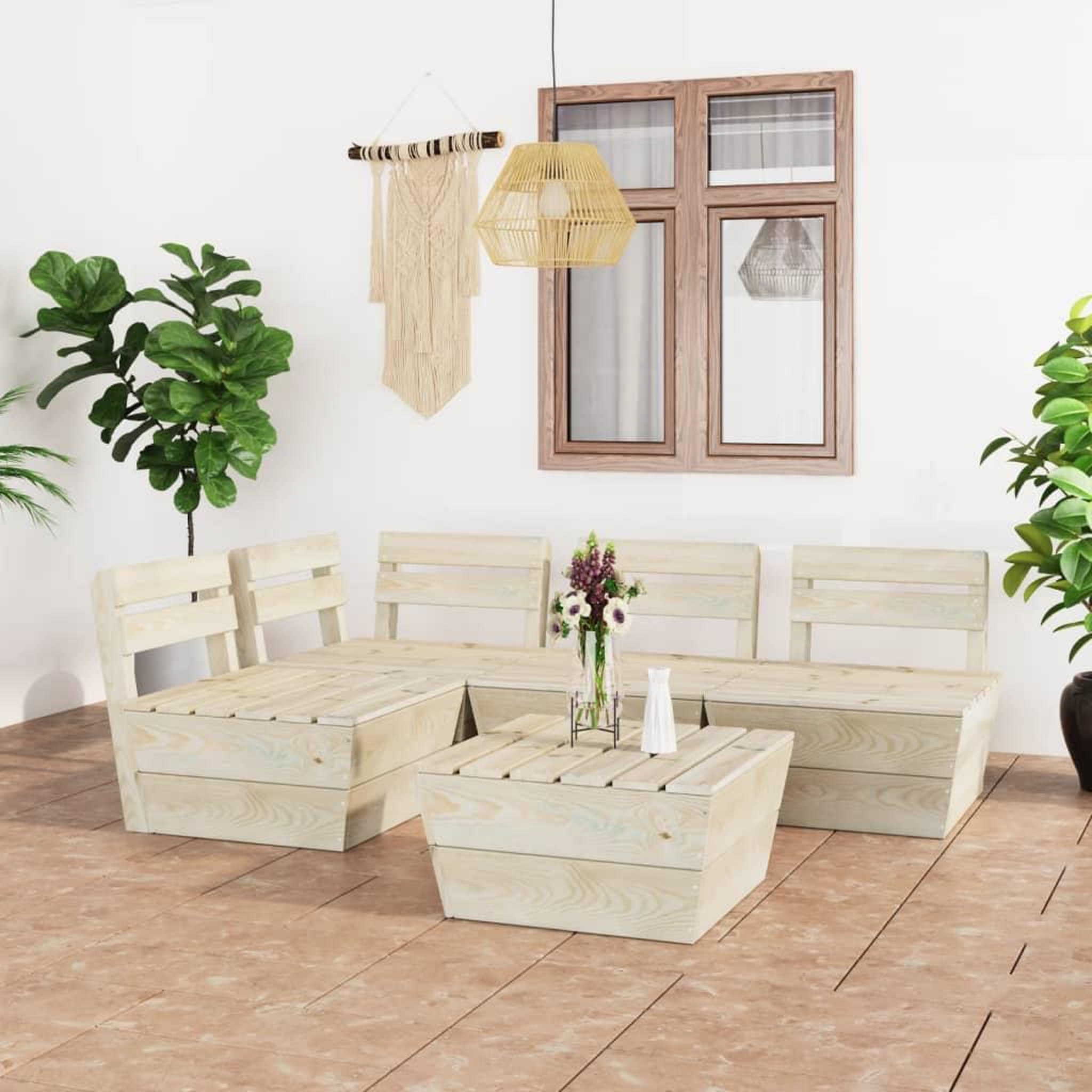 Voir la diapositive 1 : VIDAXL Salon de jardin palette 5 pcs Bois d'epicea impregne