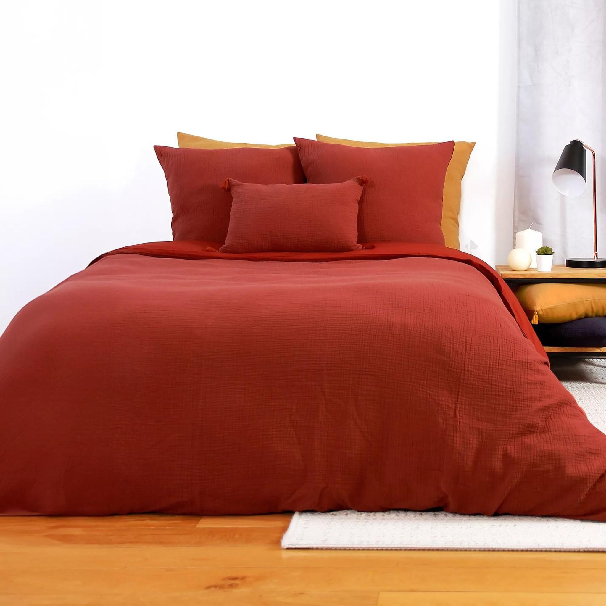 Voir la diapositive 1 : Home collection Parure housse de couette 100% gaze de coton