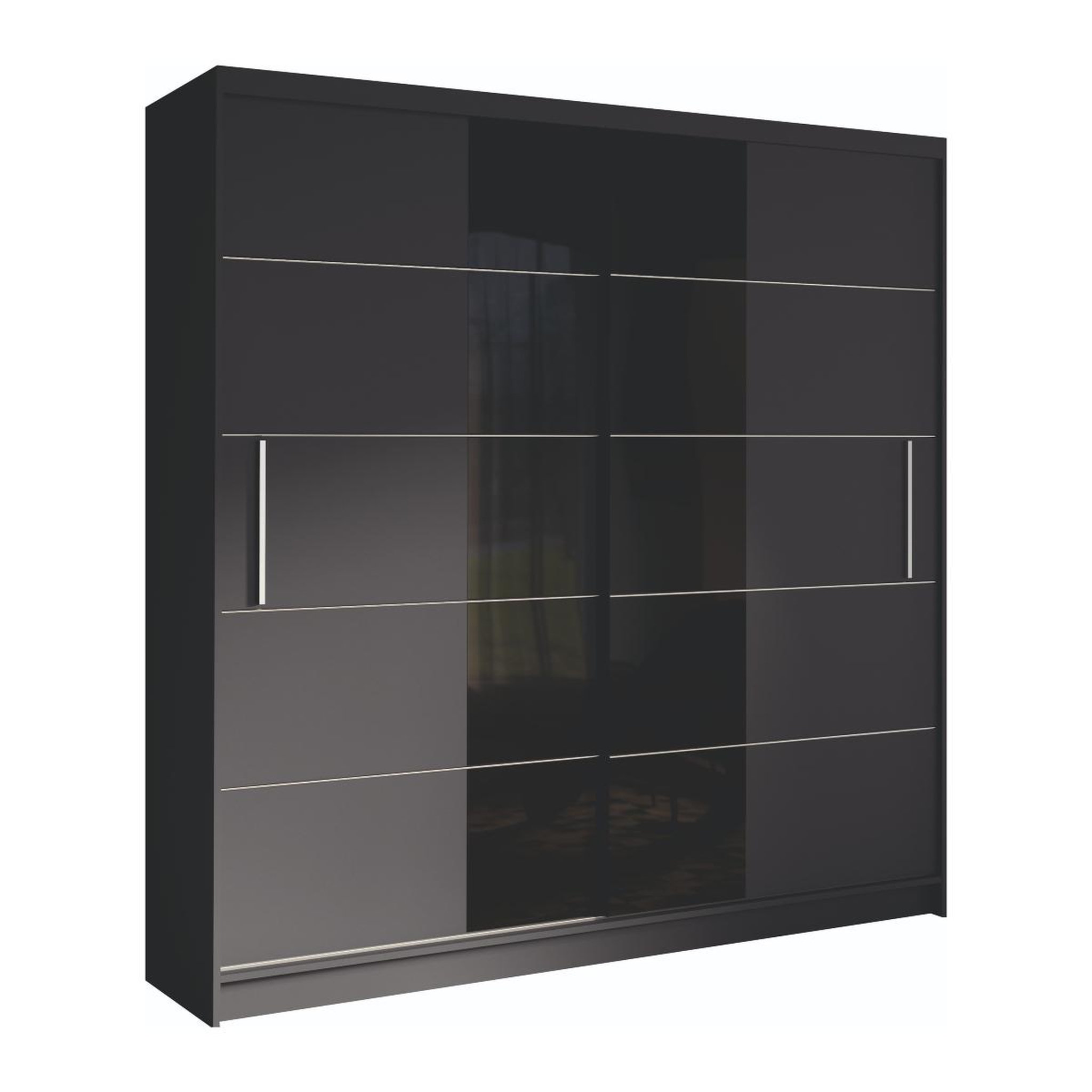 JLC KREATION Armoire design gris et noir portes coulissantes 200cm irpo