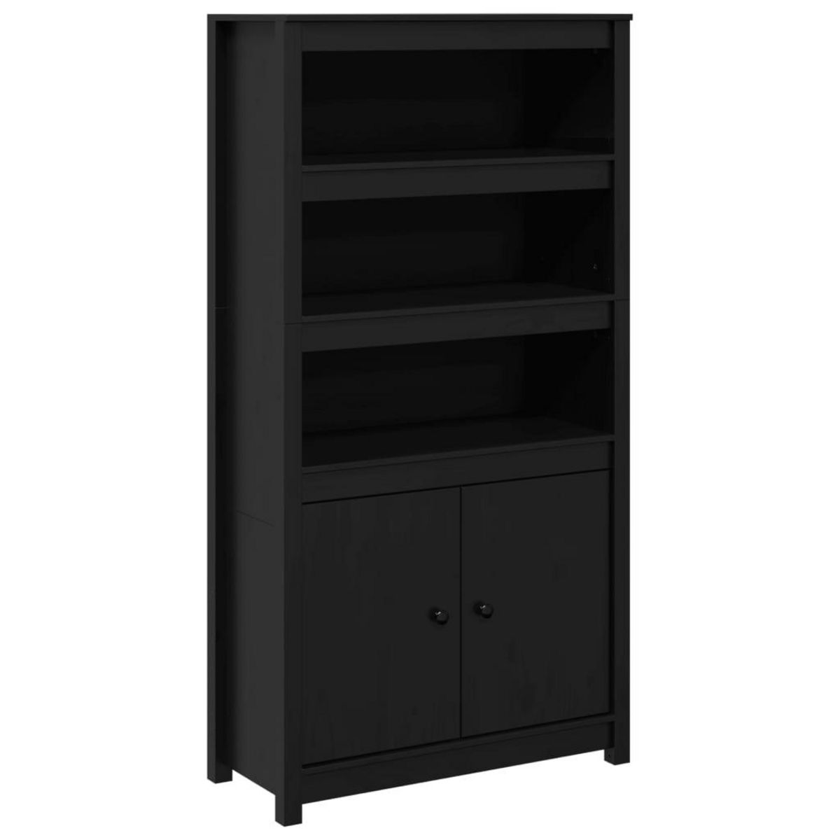 VIDAXL Buffet haut Noir 80x35x154 cm Bois massif de pin