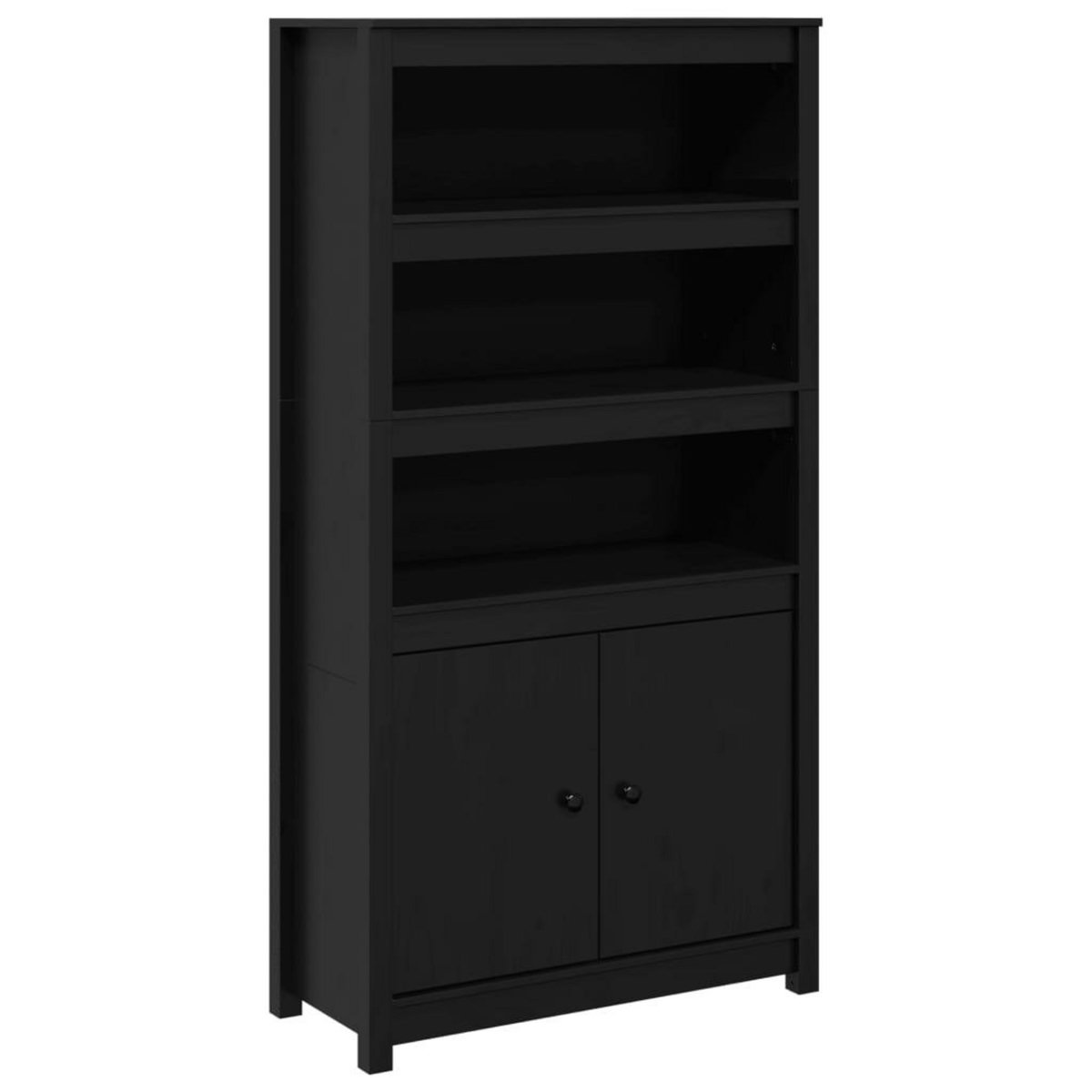 VIDAXL Buffet haut Noir 80x35x154 cm Bois massif de pin