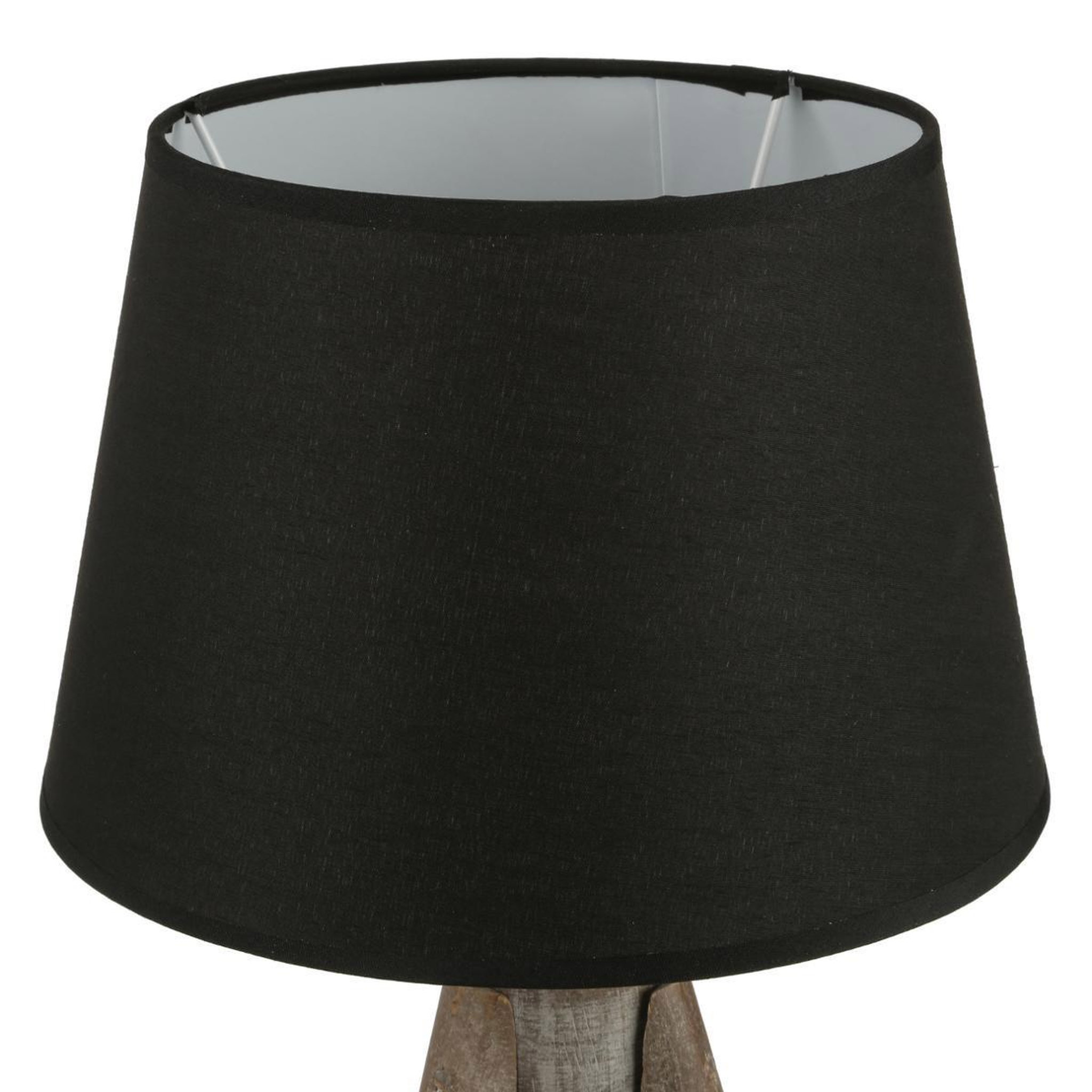 Voir la diapositive 2 : ATMOSPHERA Lampe à poser bois  abat-jour  46cm gris