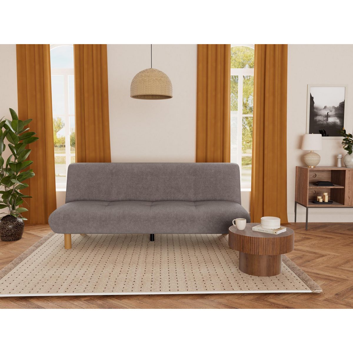 BEST MOBILIER Soan - banquette 2 places convertible clic-clac en velours texturé