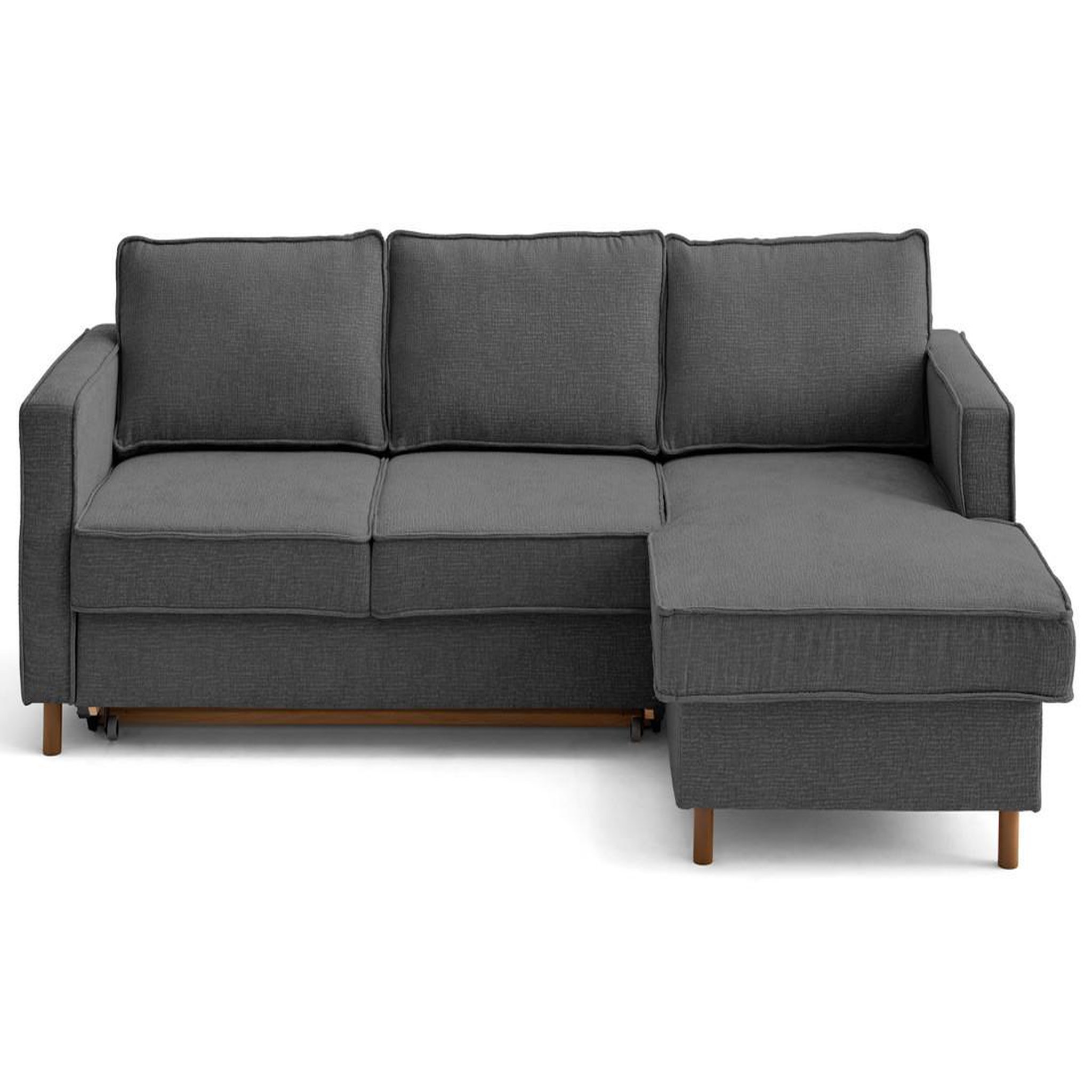 Voir la diapositive 4 : LISA DESIGN Jake - canapé d'angle droit 4 places convertible avec coffre en tissu velours relief