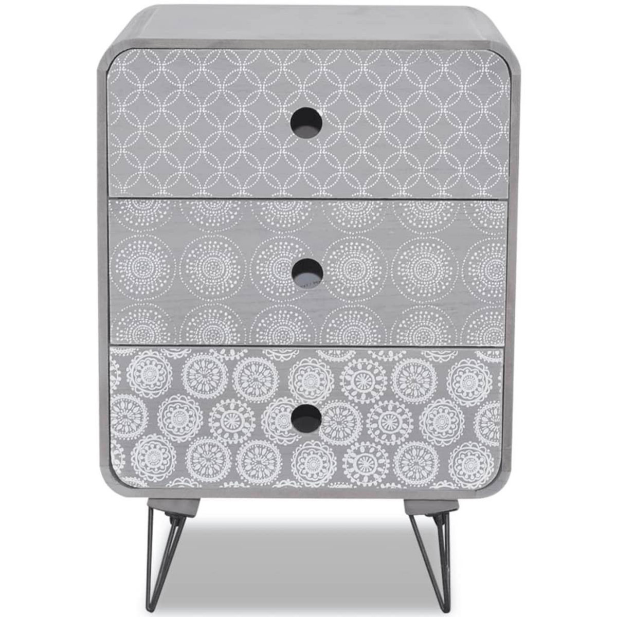 VIDAXL Armoire laterale avec 3 tiroirs Gris