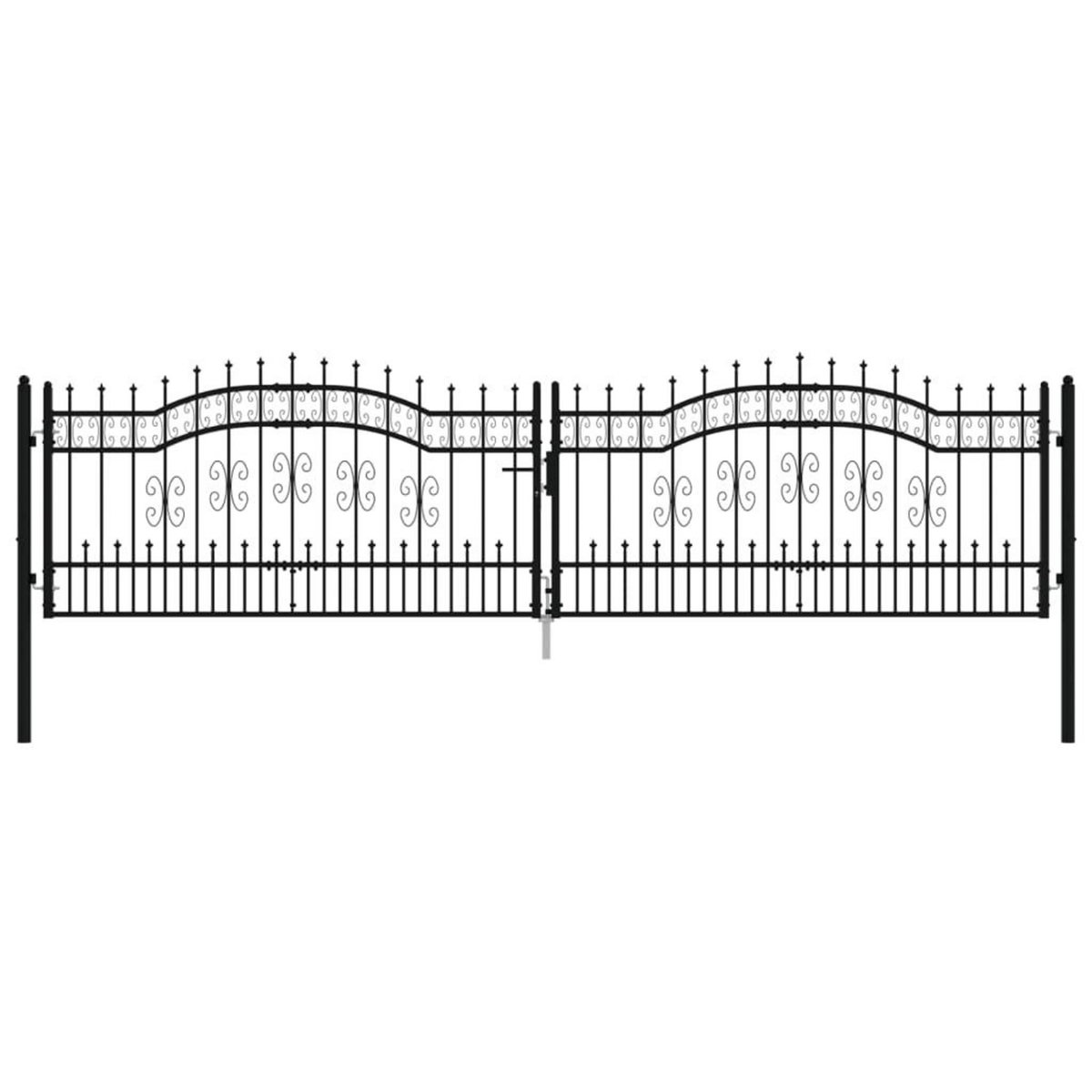 VIDAXL Portail et sommet de lance Noir 406x151 cm Acier enduit poudre