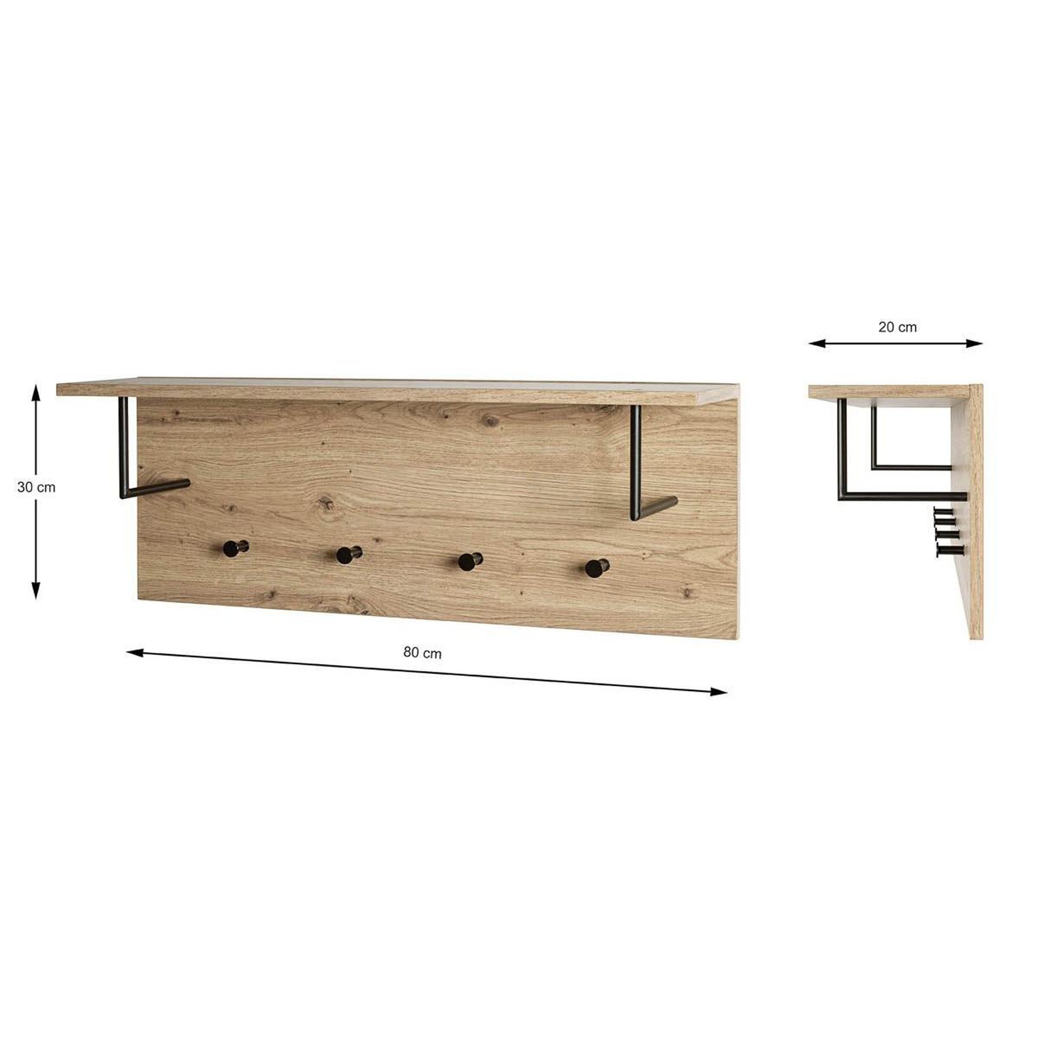 Voir la diapositive 5 : Paris Prix Patère murale & étagère  miranda  80cm chêne & noir