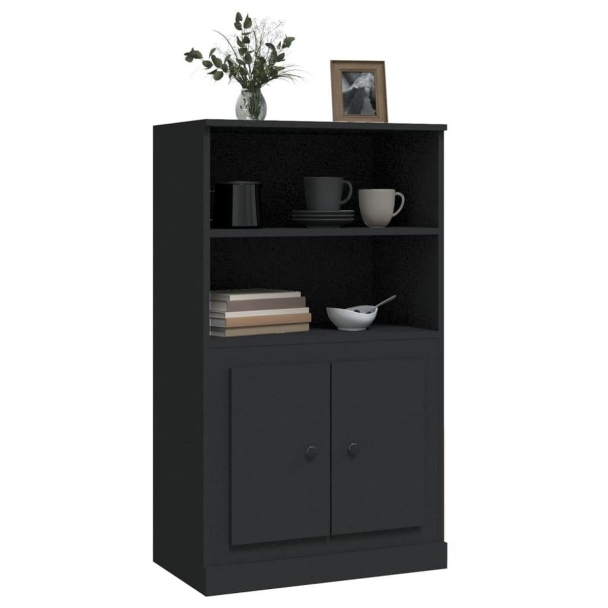 VIDAXL Buffet haut noir 60x35,5x103,5 cm bois d'ingenierie