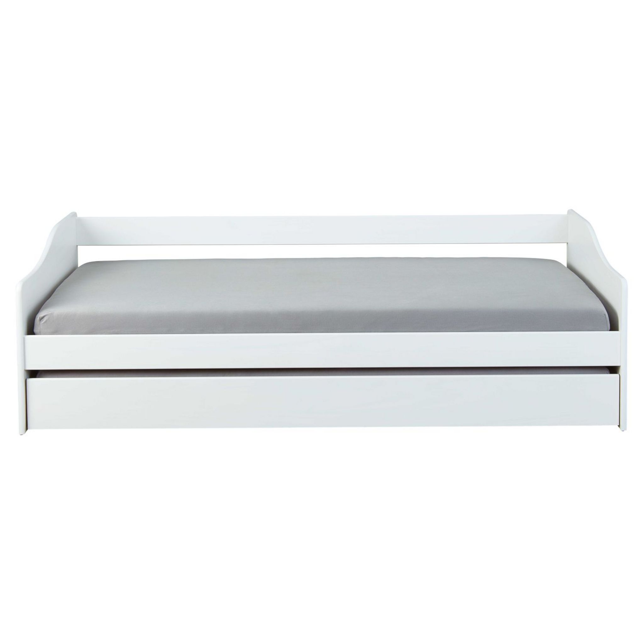 Lit banquette gigogne 90x200 cm ANDREA. Coloris disponibles : Gris, Blanc, Bois