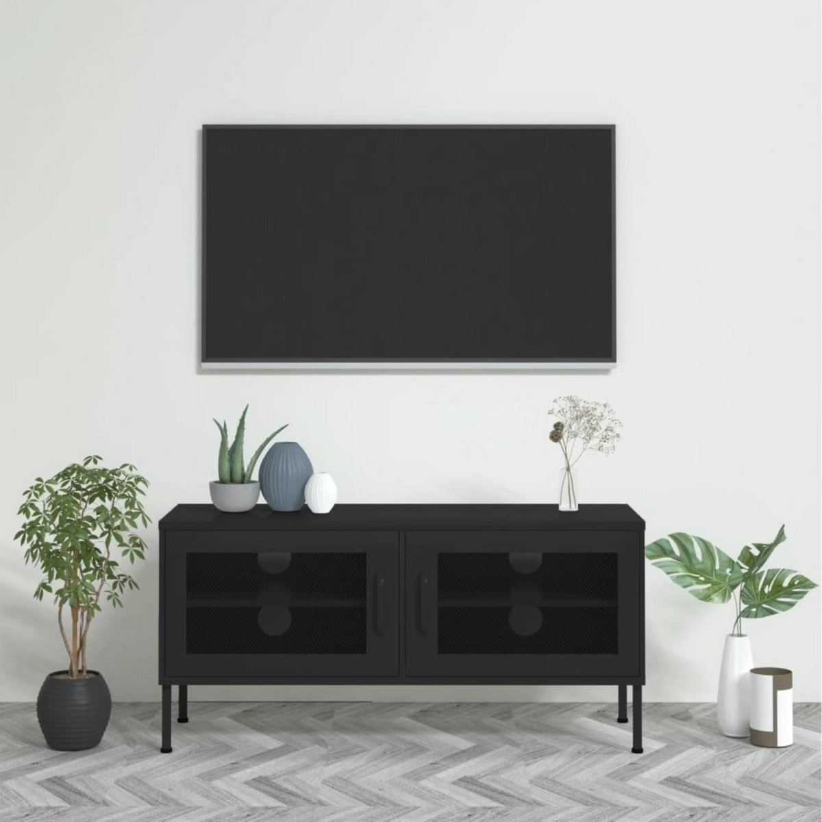 VIDAXL Meuble TV Noir 105x35x50 cm Acier