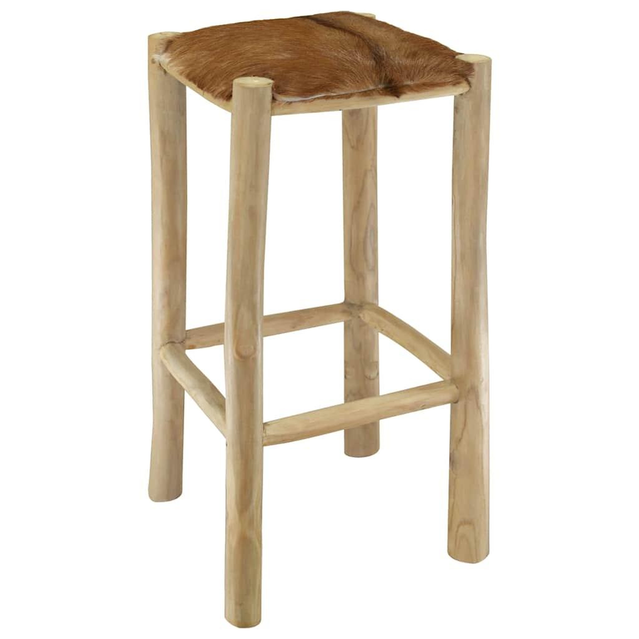 Voir la diapositive 4 : VIDAXL Tabouret de bar cuir de chevre et bois de teck solide