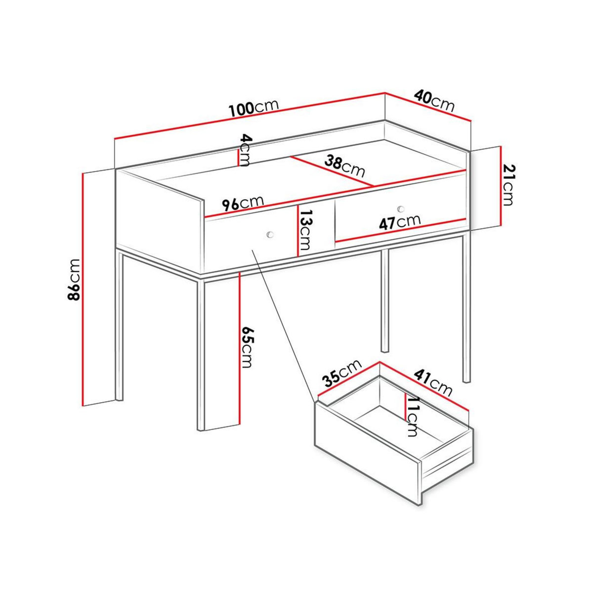 BEST MOBILIER Filipo - console - gris - 100 cm