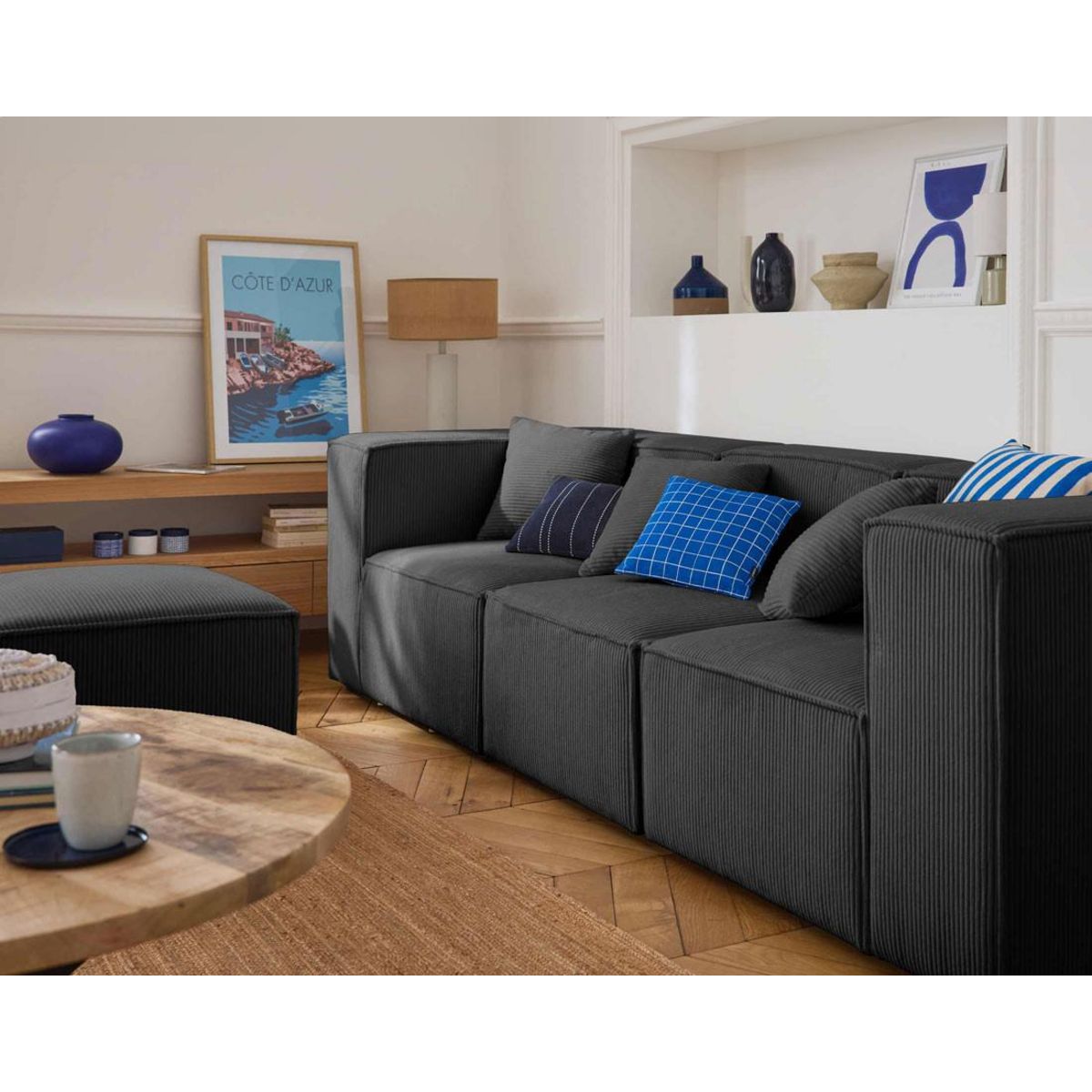 LISA DESIGN Arty - canapé modulable 3 places - en velours côtelé