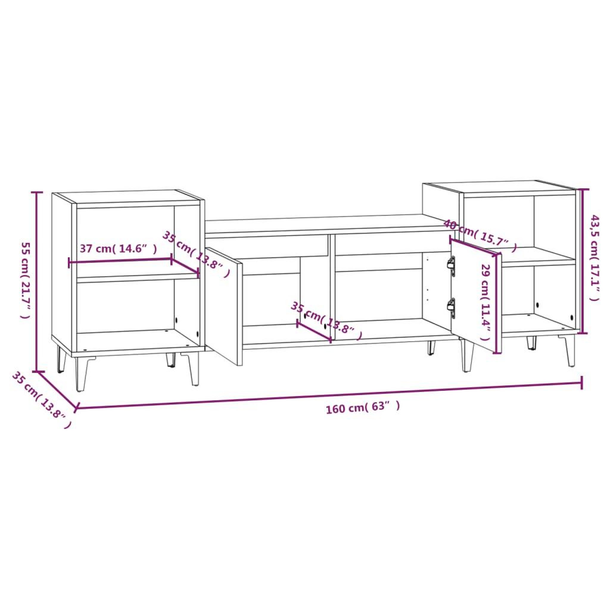 Voir la diapositive 6 : VIDAXL Meuble TV Blanc brillant 160x35x55 cm Bois d'ingenierie