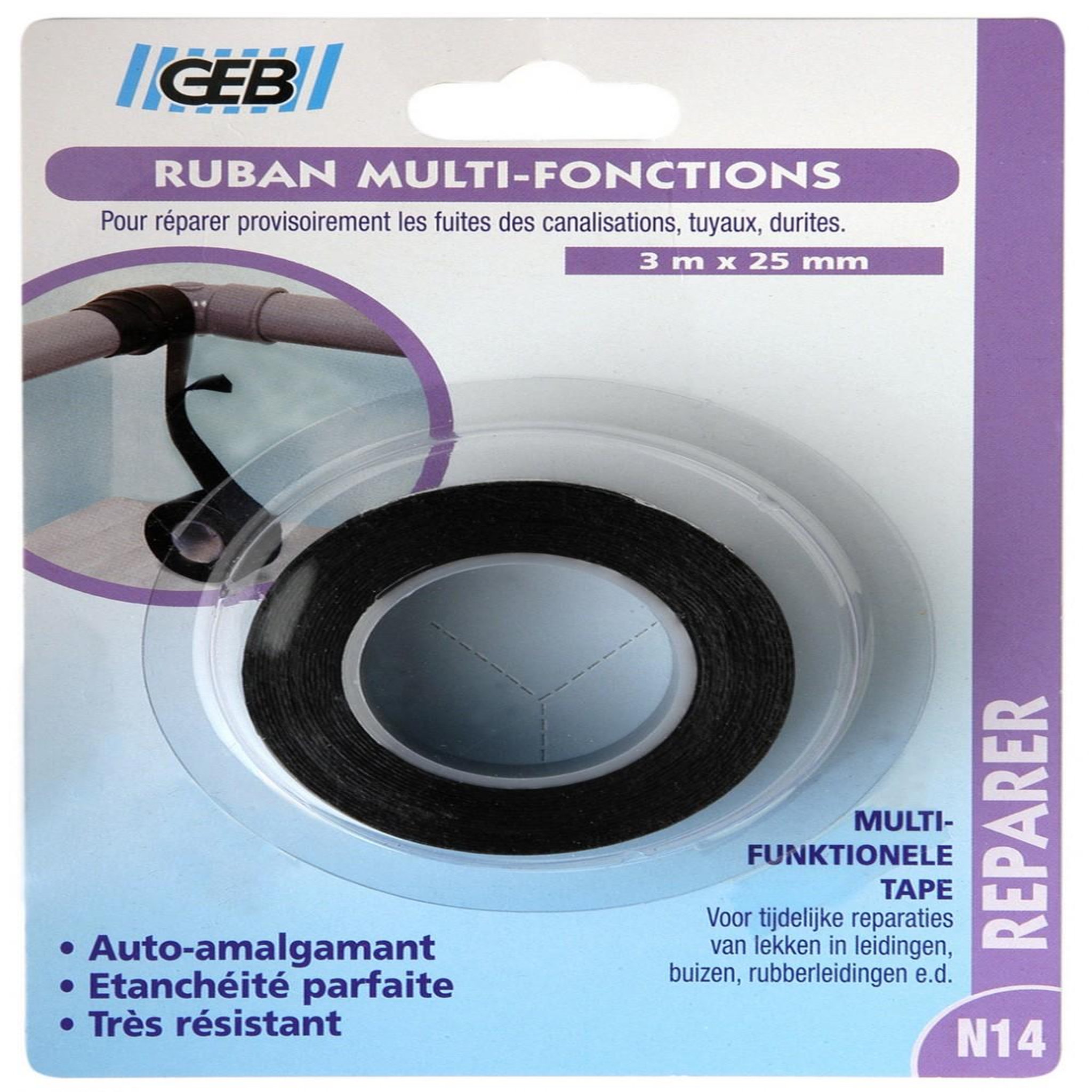 Geb Ruban d'étanchéité multifonction l.3 m x l.25 mm GEB