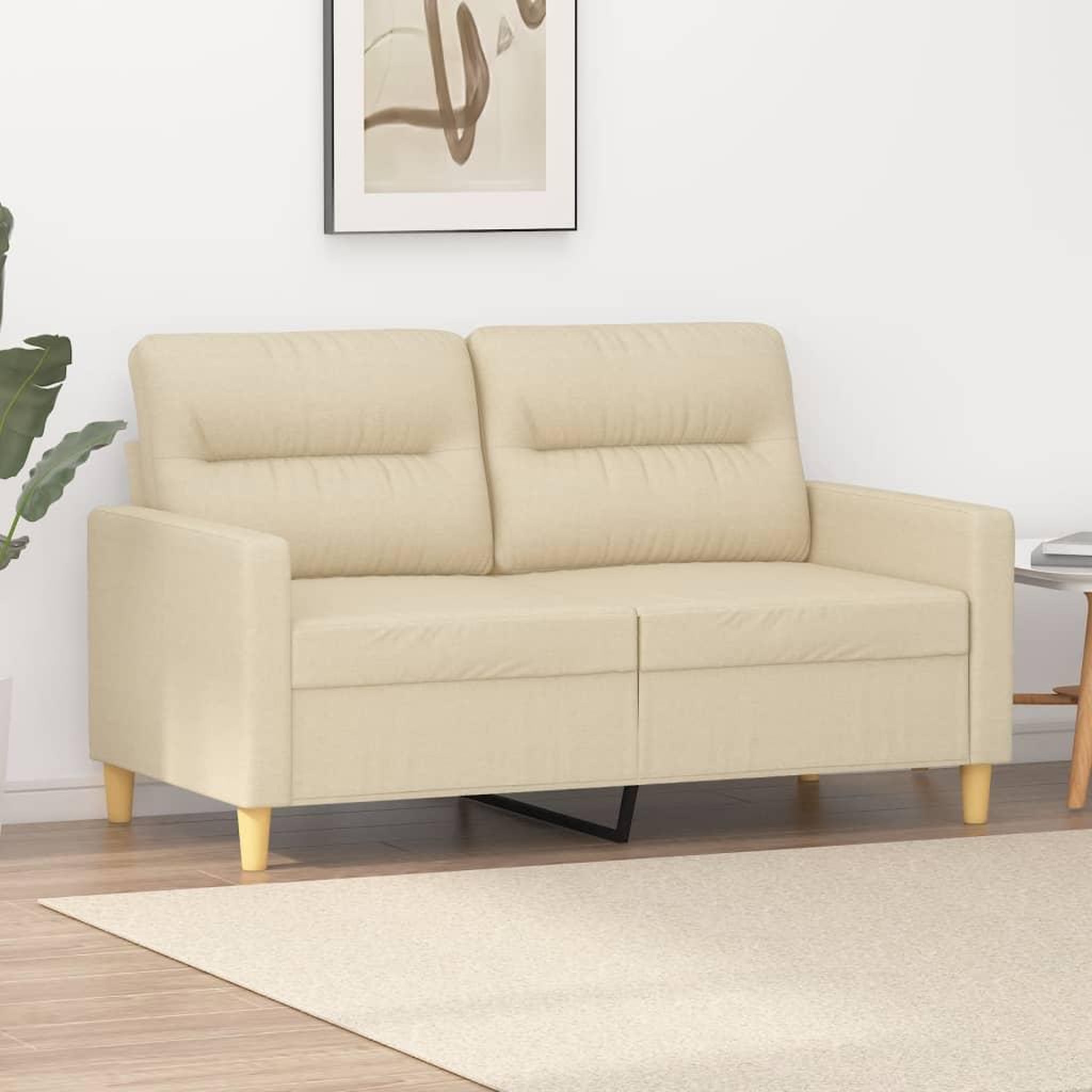 Voir la diapositive 1 : VIDAXL Canape a 2 places Creme 120 cm Tissu