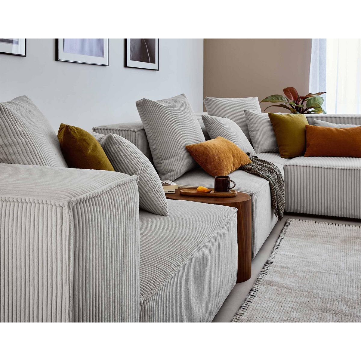 LISA DESIGN Colombine - canapé modulable d'angle droit - 6 places - en velours côtelé