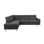 Voir la diapositive 8 : Canapé d'angle 4-5 places fixe avec LED - TOMY - Tissu gris chiné foncé - Angle gauche