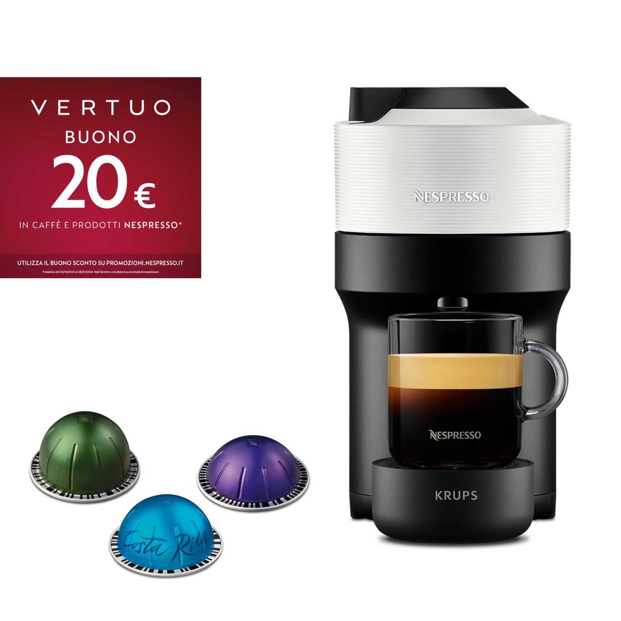 Voir la diapositive 3 : KRUPS Machine à café krups vertuo pop nespresso xn9201k noir blanc
