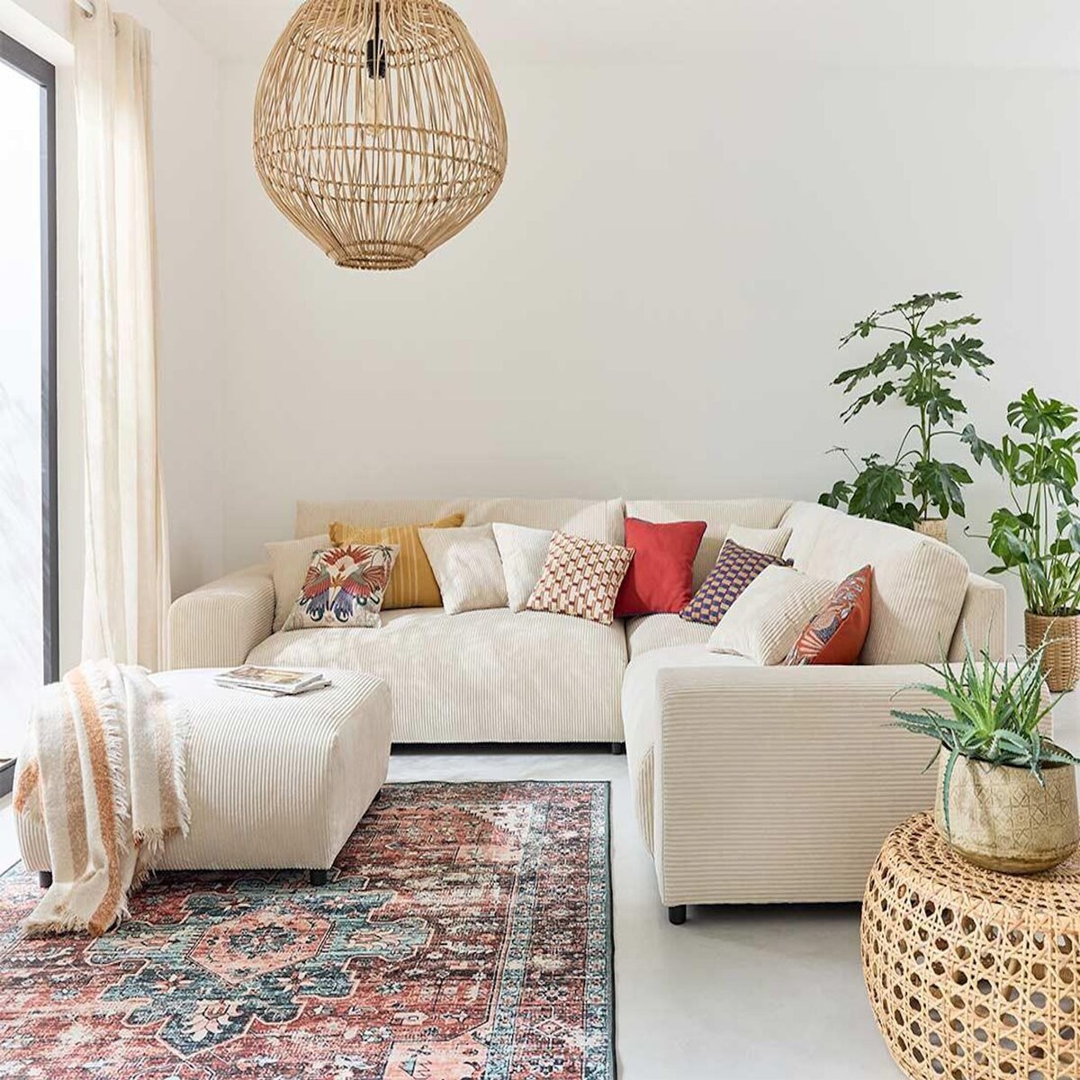 LISA DESIGN Garance - canapé modulable d'angle droit - 5 places - en velours côtelé